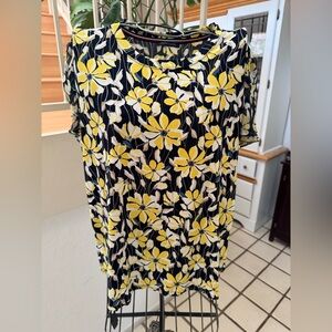 Tommy Hilfiger Relaxed Yellow and White Short Sleeve Blouse